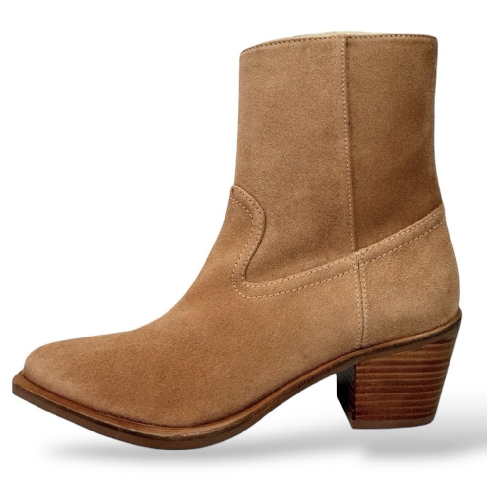 NEW Stuart Weitzman Tate Suede Ankle Booties Camel Size 5 Western Festival Boho